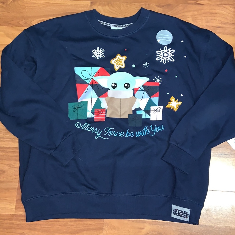 NWT Disney The Child Holiday Scented Sweatshirt Star Wars: The Mandalorian Top